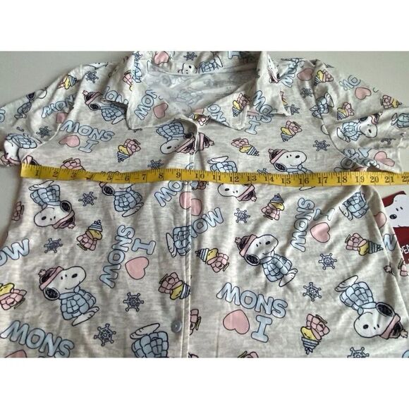 2pc Snoopy Woodstock Puffy Coat Puffer Jacket Pajama Set Shorts Women’s Sz M NEW - Picture 7 of 13